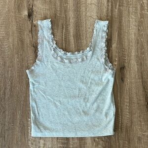 Lace Trim Gray Tank Top